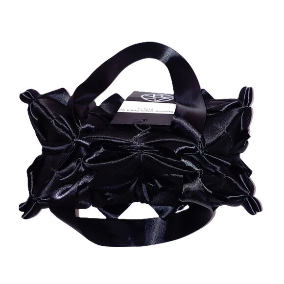 RARE HTF Helen Hayes Squares origami bag Black silk satin baguette evening bag - Picture 6 of 7